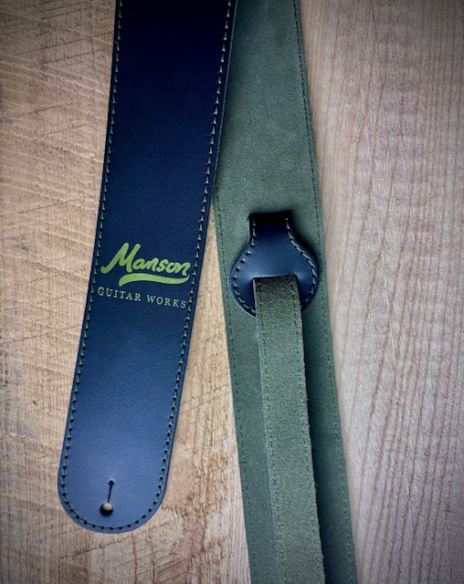 格安SALEスタート！ Manson Deluxe Leather Guitar Strap Green Metallic ギター